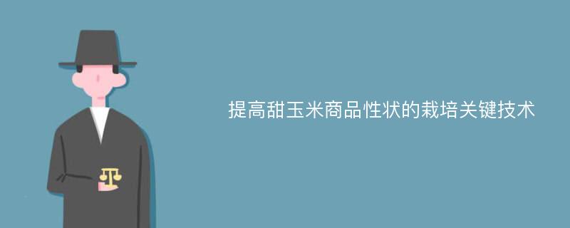 提高甜玉米商品性状的栽培关键技术