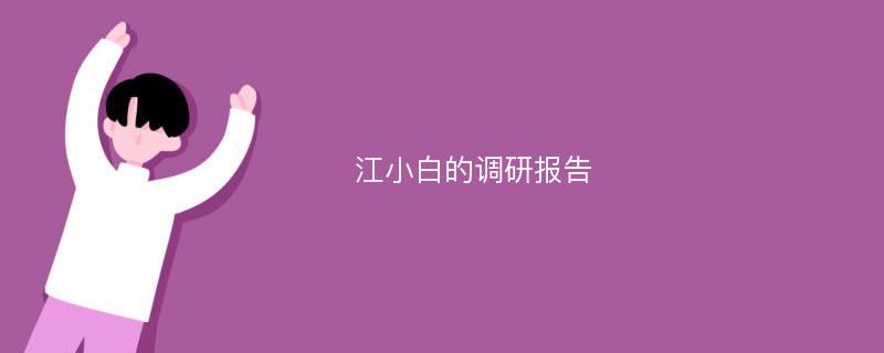 江小白的调研报告