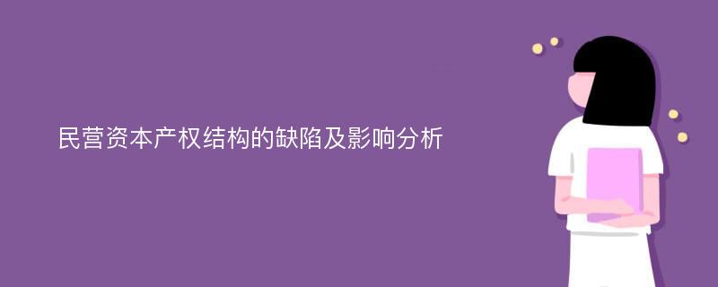 民营资本产权结构的缺陷及影响分析