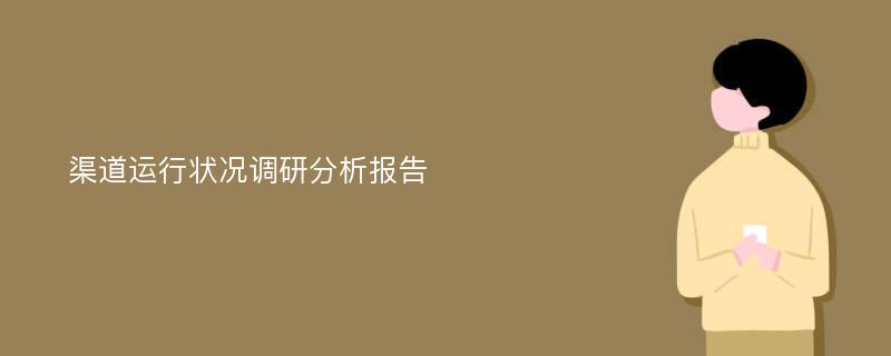 渠道运行状况调研分析报告