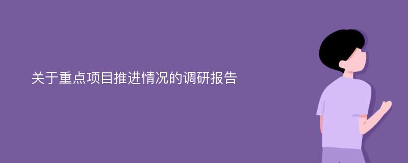 关于重点项目推进情况的调研报告