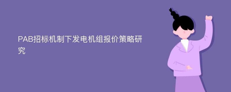 PAB招标机制下发电机组报价策略研究