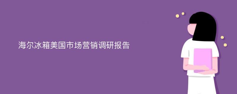 海尔冰箱美国市场营销调研报告