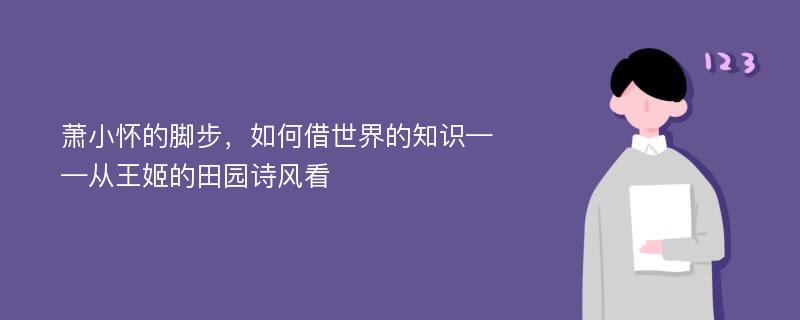 萧小怀的脚步，如何借世界的知识——从王姬的田园诗风看