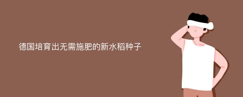 德国培育出无需施肥的新水稻种子