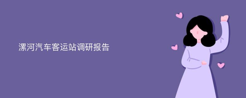 漯河汽车客运站调研报告