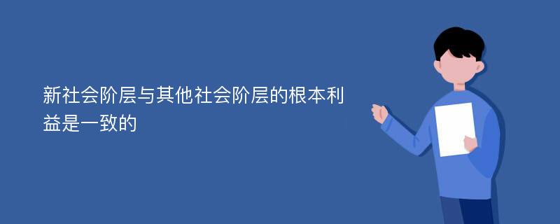 新社会阶层与其他社会阶层的根本利益是一致的